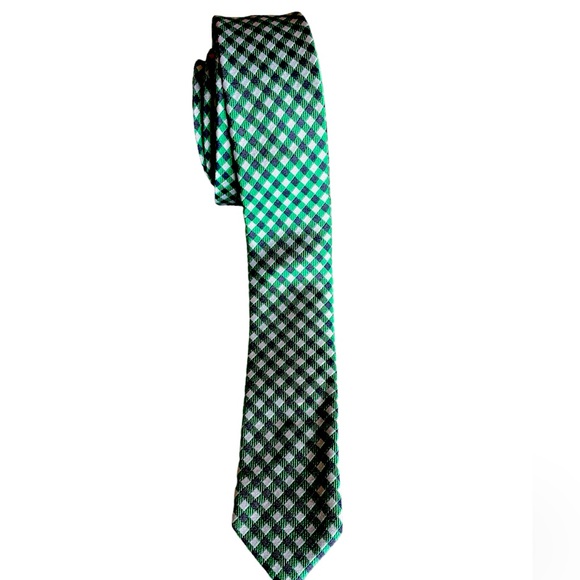 Men’s checkered skinny necktie - Picture 1 of 2